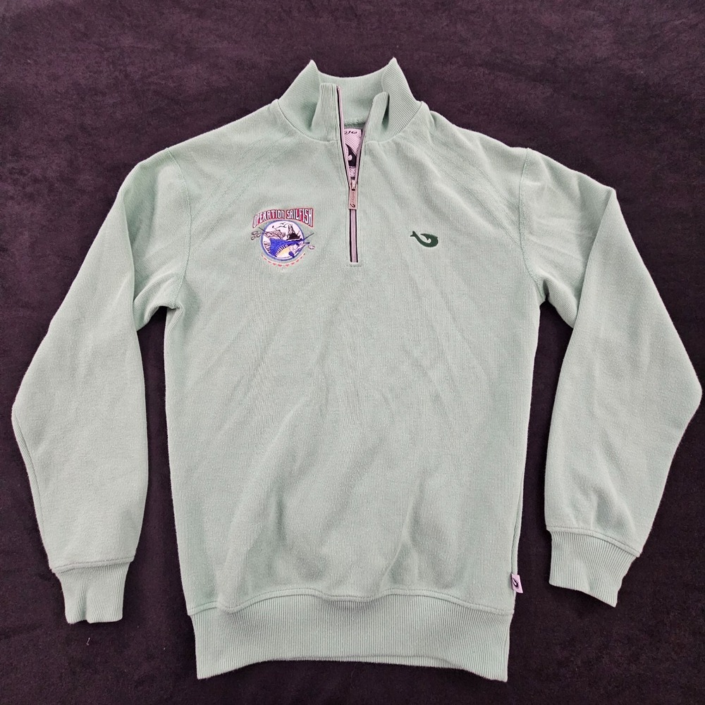 Operation Sailfish Mojo Green Long Sleeve 1/4 Zip Mock Sweater Men's S